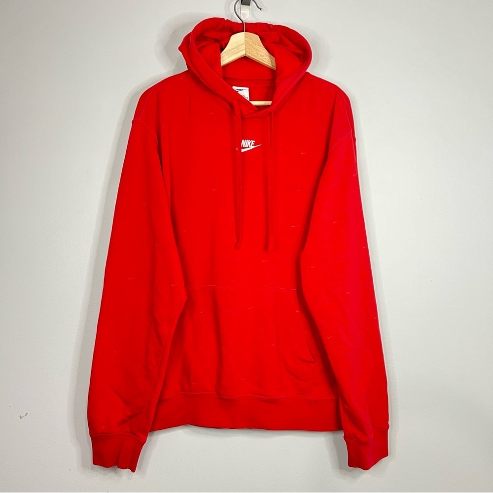 Vintage Nike Red Center Swoosh Essential Hoodie Large Tall